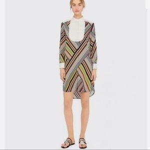 Tory Burch Runway Silk Striped Tunic Dress Webbing Stripe Diagonal